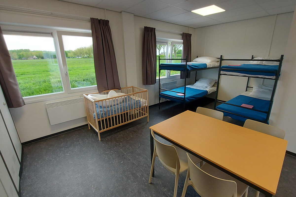 Slaapruimte in de noodopvang in Druten