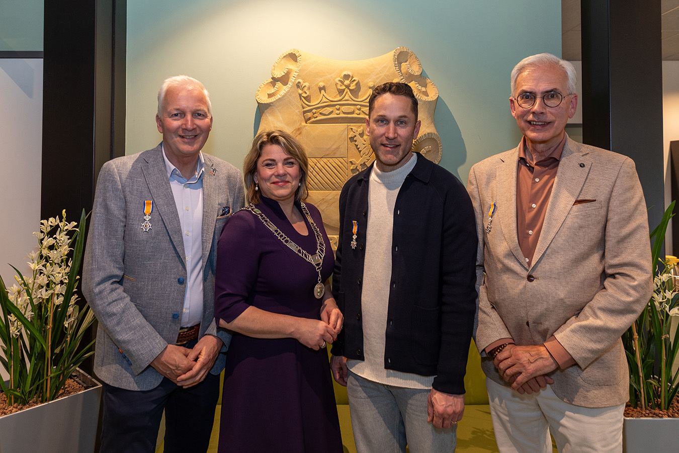 v.l.n.r.: Ton Wijnen, burgemeester Sigrid Sengers, Ramon Postulart, Gerard Worm. Foto: Karin Hendriks